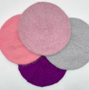 One Size Angora Blend Knit Beret