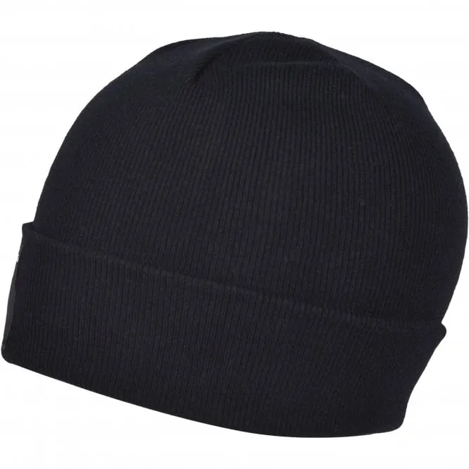 Organic Cotton Logo Patch Beanie Hat, Black