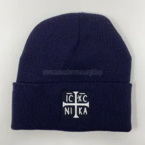 Orthodox Cross Blue Winter Hat | Tuque d'hiver bleue avec croix orthodoxe