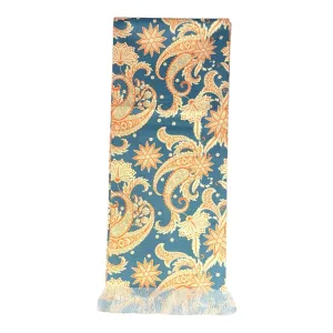 Peacock Paisley Printed Scarf With Pocket Square