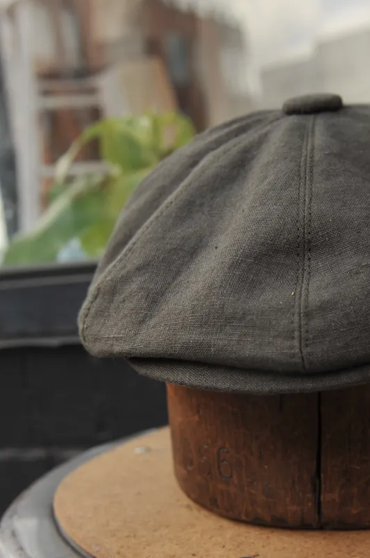 Peaky Hat -  Belgian linen Green Grey - M, XL