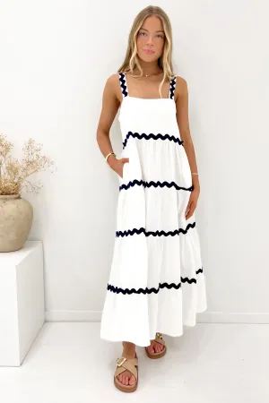 Peggy Maxi Dress White Navy