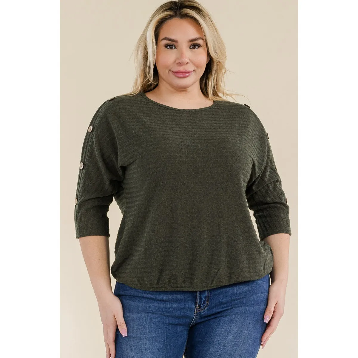 Perseption V-neck Banded Shoulder Dolman Sweater