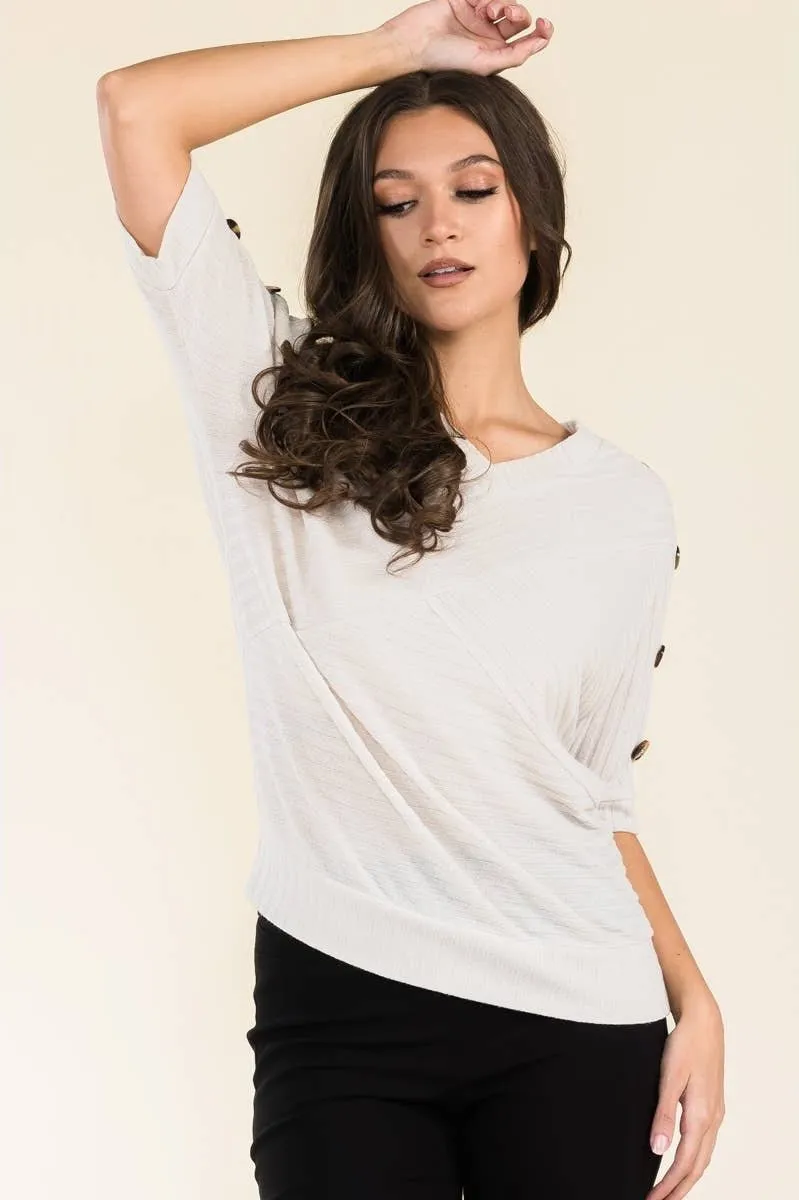 Perseption V-neck Banded Shoulder Dolman Sweater