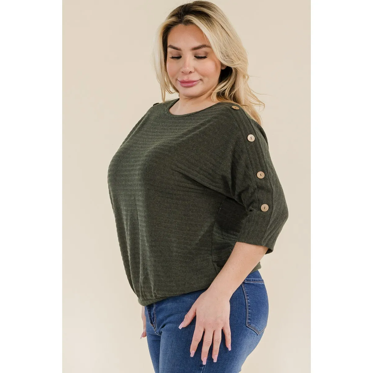 Perseption V-neck Banded Shoulder Dolman Sweater