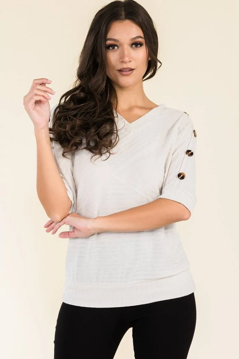 Perseption V-neck Banded Shoulder Dolman Sweater