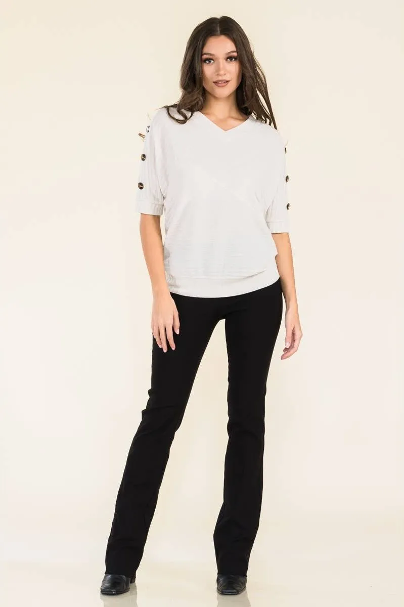 Perseption V-neck Banded Shoulder Dolman Sweater