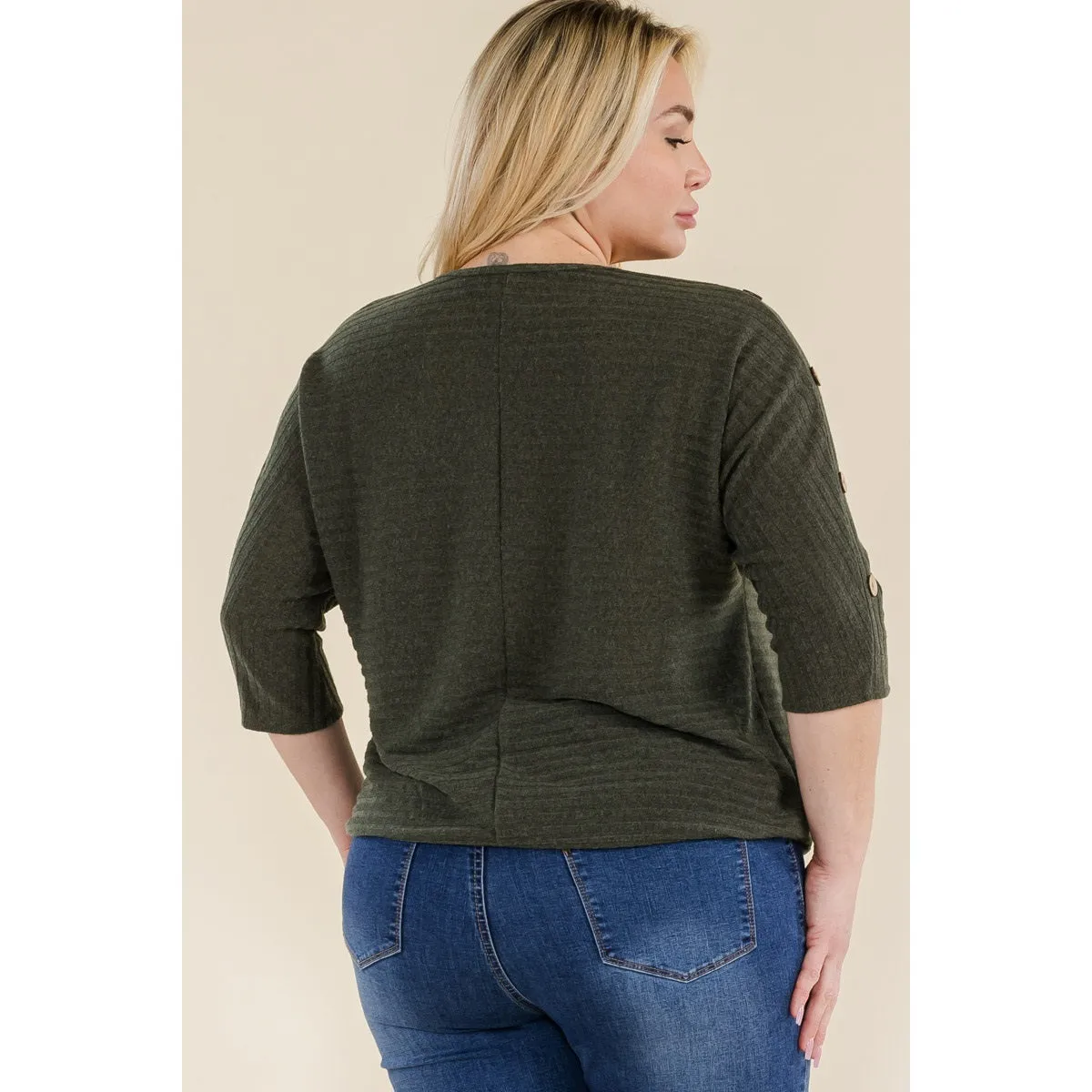 Perseption V-neck Banded Shoulder Dolman Sweater