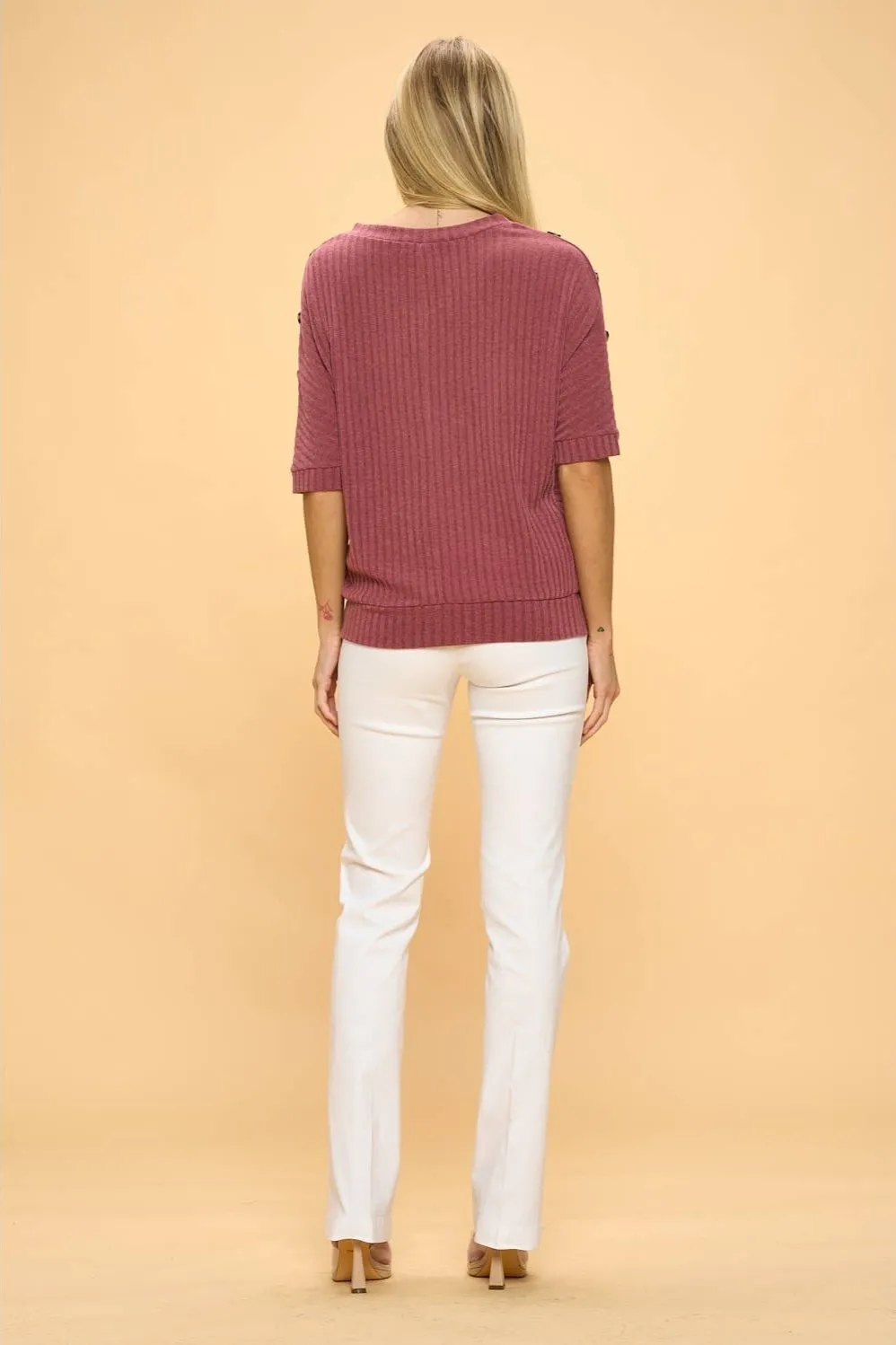 Perseption V-neck Banded Shoulder Dolman Sweater