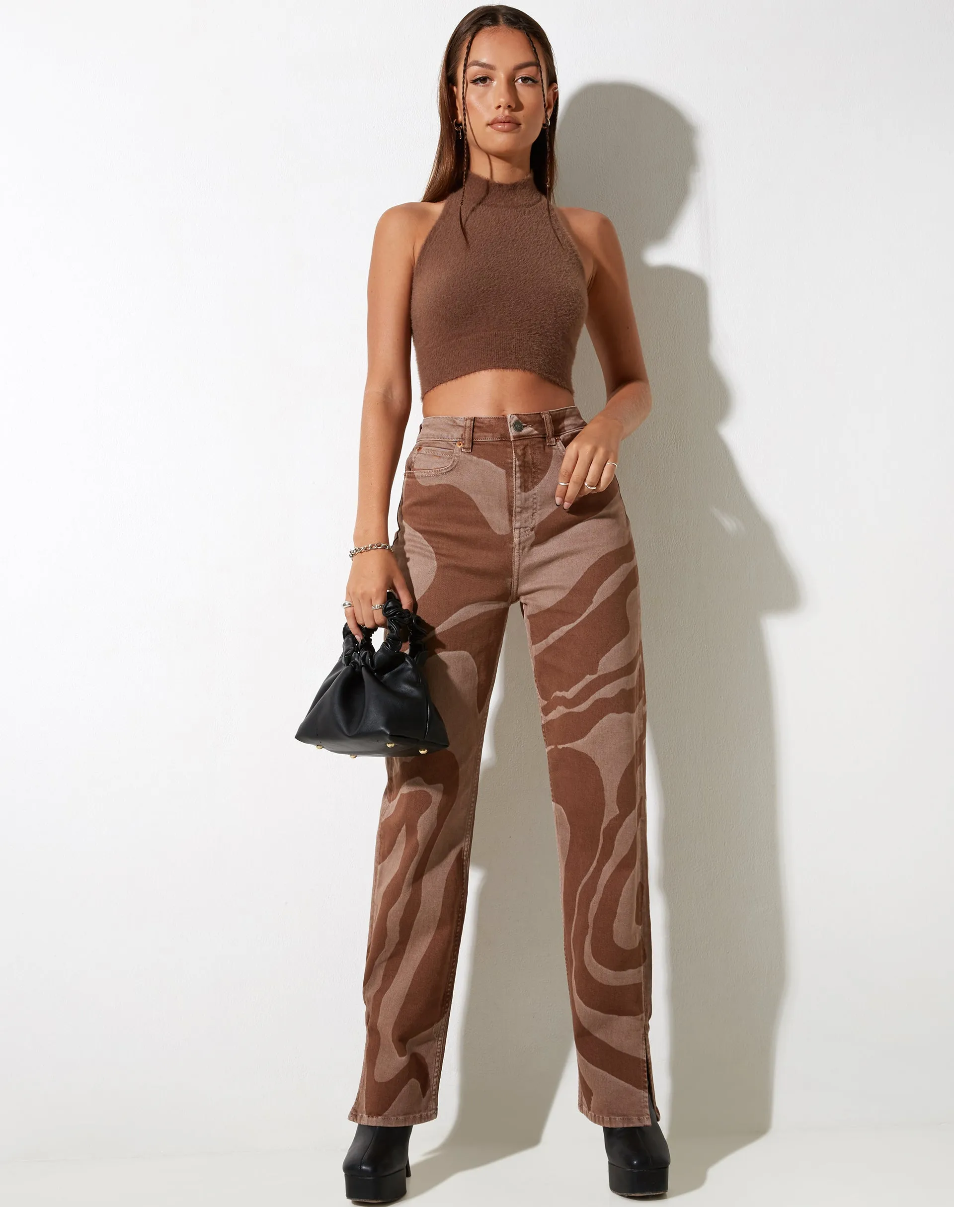 Pikat Crop Top in Knit Brown