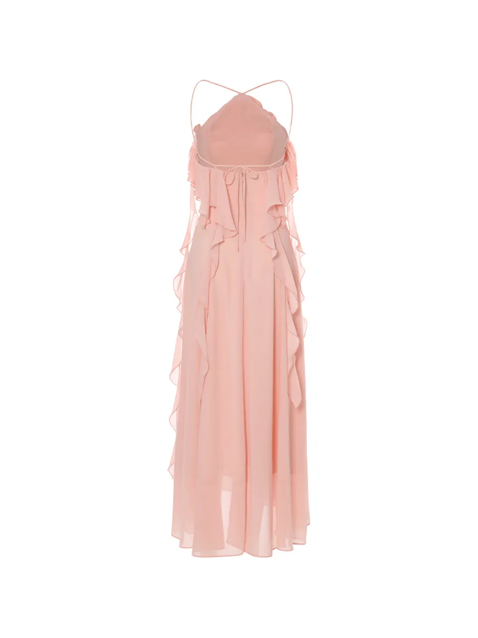 Pink rosette long dress