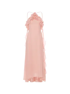 Pink rosette long dress