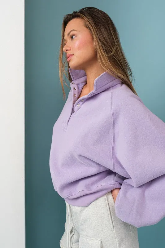 Piper Snap Button Collared Sweater Lavender