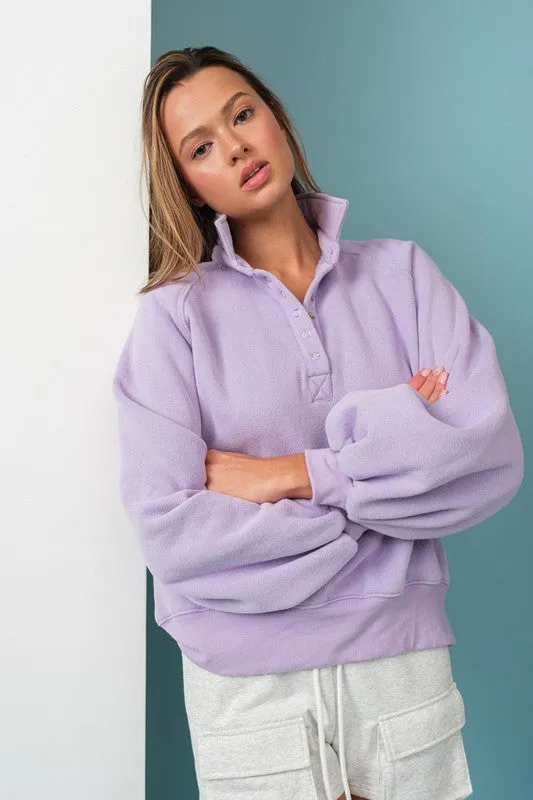 Piper Snap Button Collared Sweater Lavender