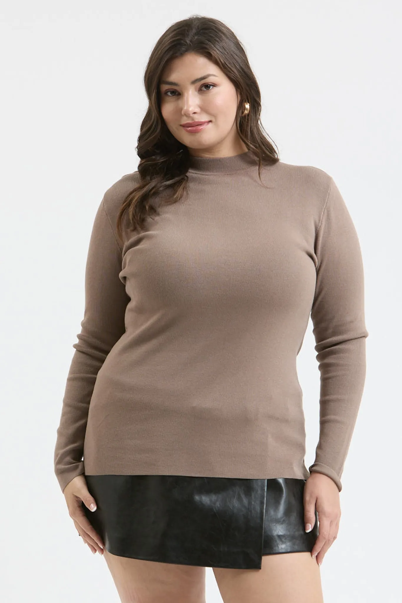 PLUS MOCK NECK LONG SLEEVE SWEATER KNIT TOP