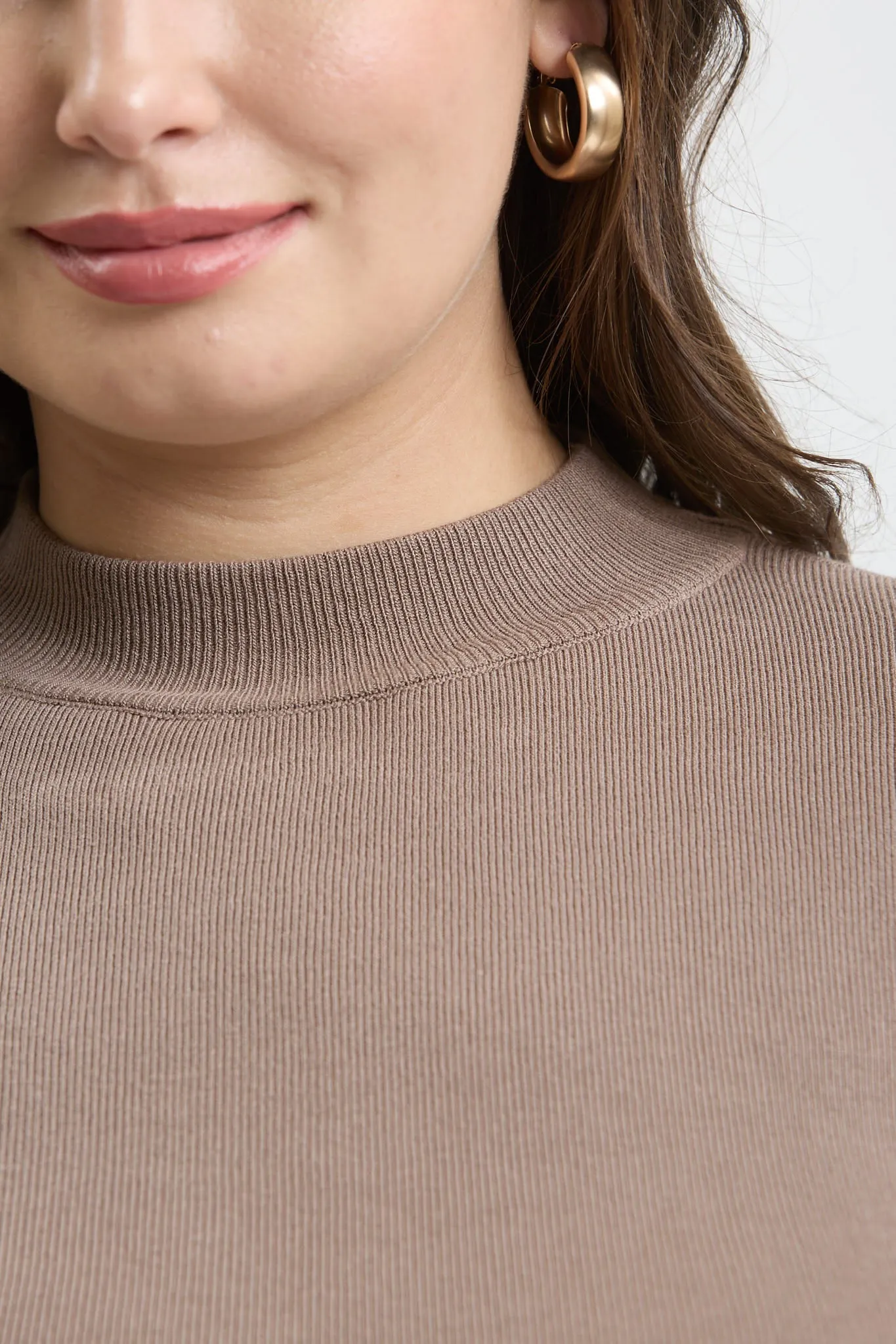 PLUS MOCK NECK LONG SLEEVE SWEATER KNIT TOP