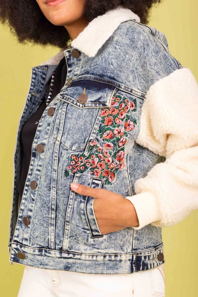 Portia Jacket - Denim Sherpa