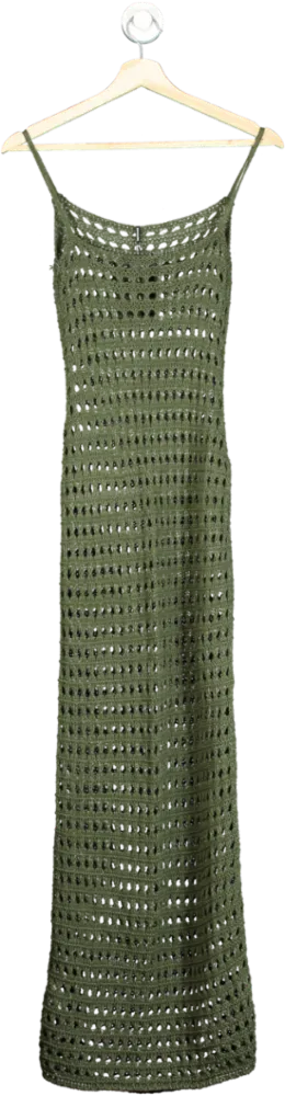 PrettyLittleThing Olive Petite Crochet Maxi Dress UK 6