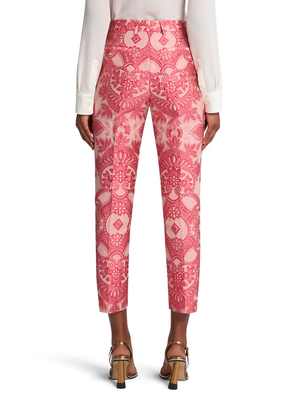 Printed Jacquard Cropped Trousers