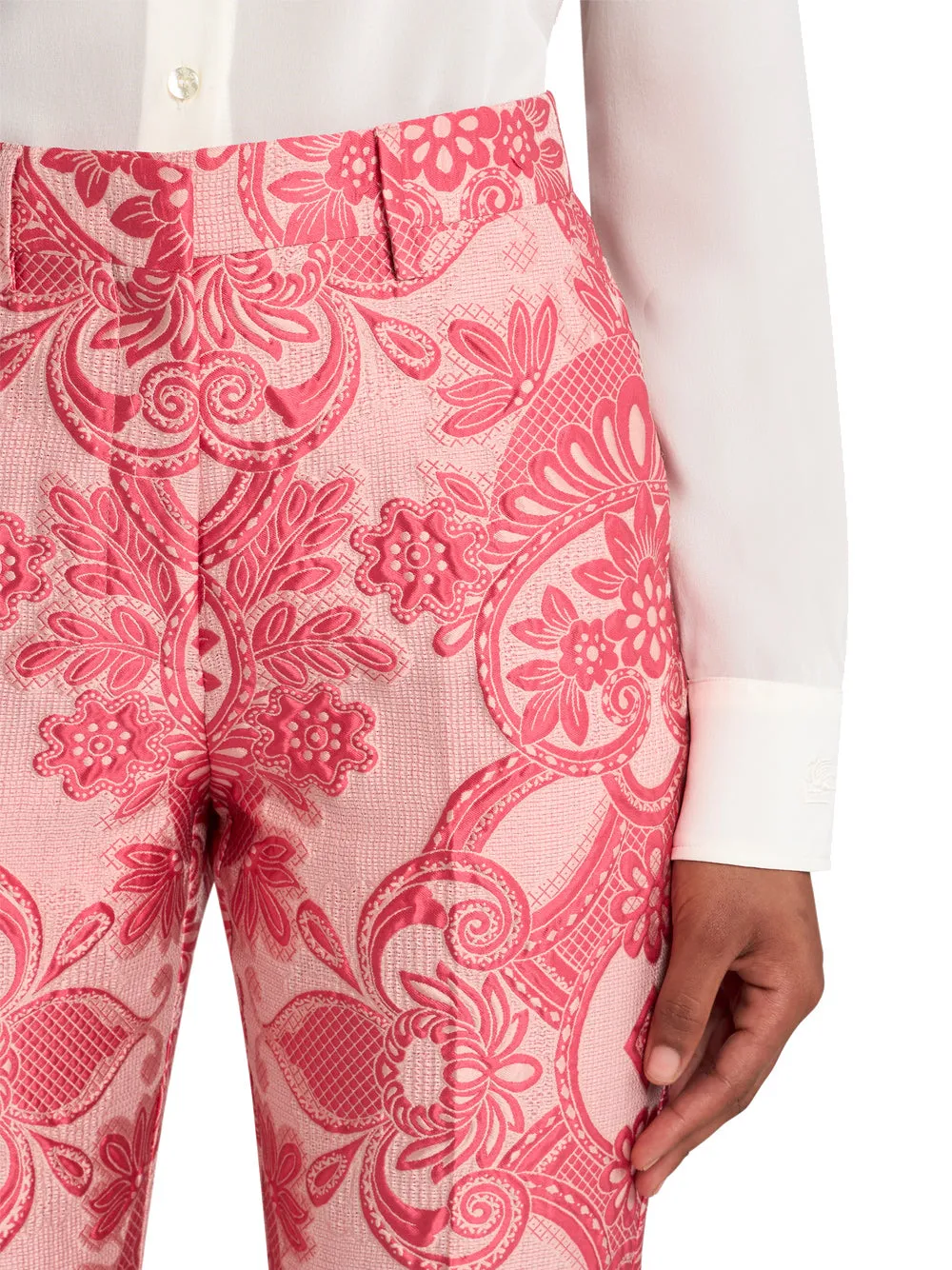 Printed Jacquard Cropped Trousers