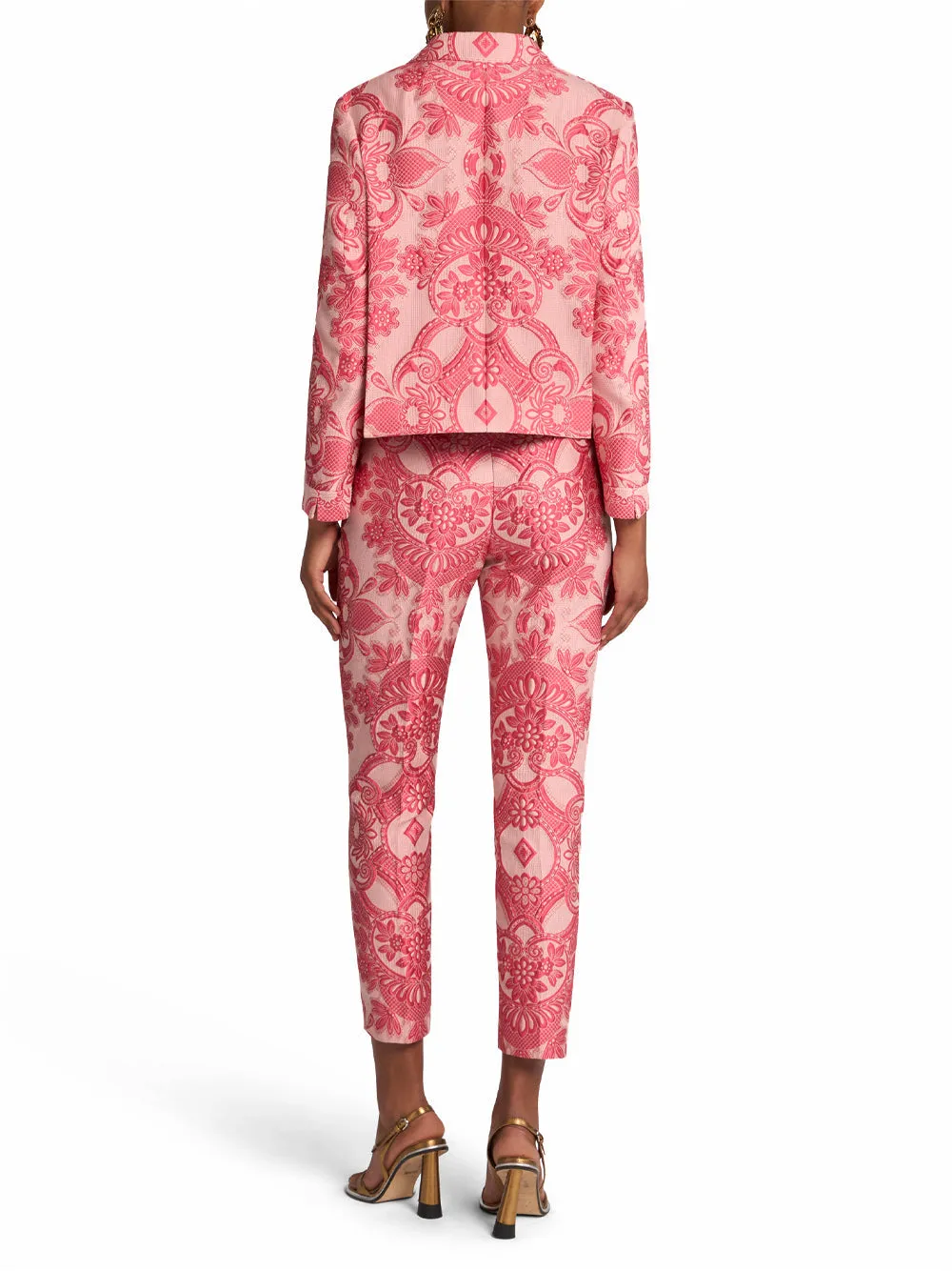 Printed Jacquard Cropped Trousers