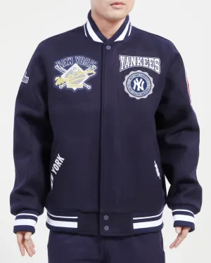 PRO STANDARD NEW YORK YANKEES CREST EMBLEM RIB WOOL VARSITY JACKET (MIDNIGHT NAVY)