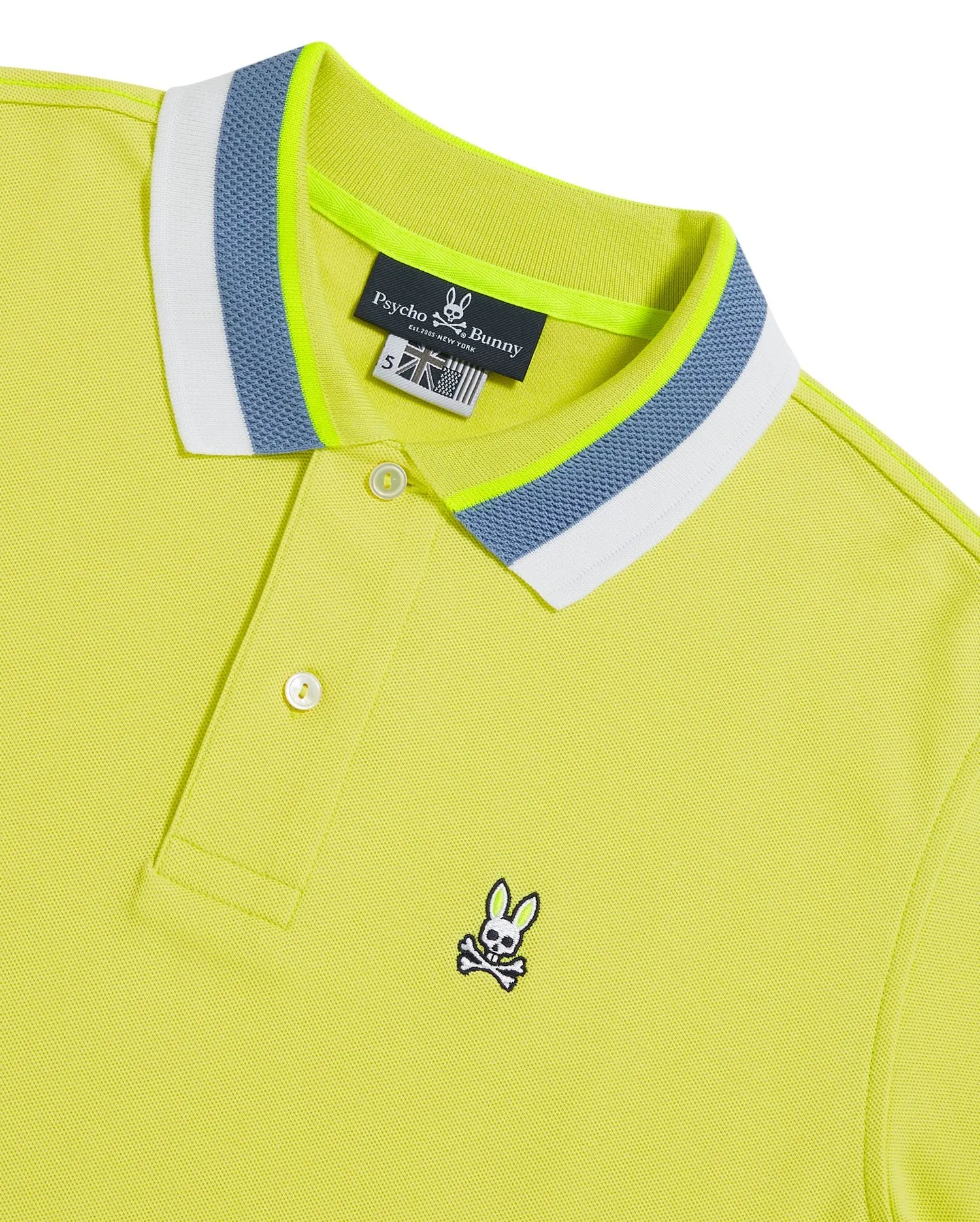 Psycho Bunny Mens Oliver Neon Tipped Polo - Lemon Pulp