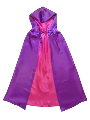 Purple & Hot Pink Hooded Cape, Superhero or Princess Reversible Hooded Cloak