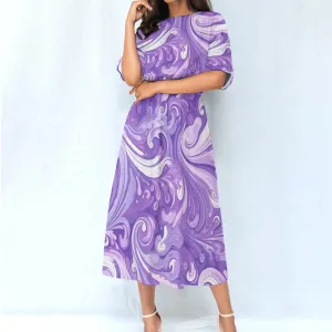 Purple Splash| Elastic Waist Dress