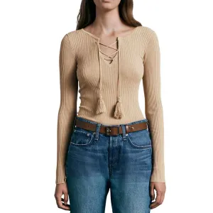 Rag & Bone Carrie Lace-Front Long Sleeve Top