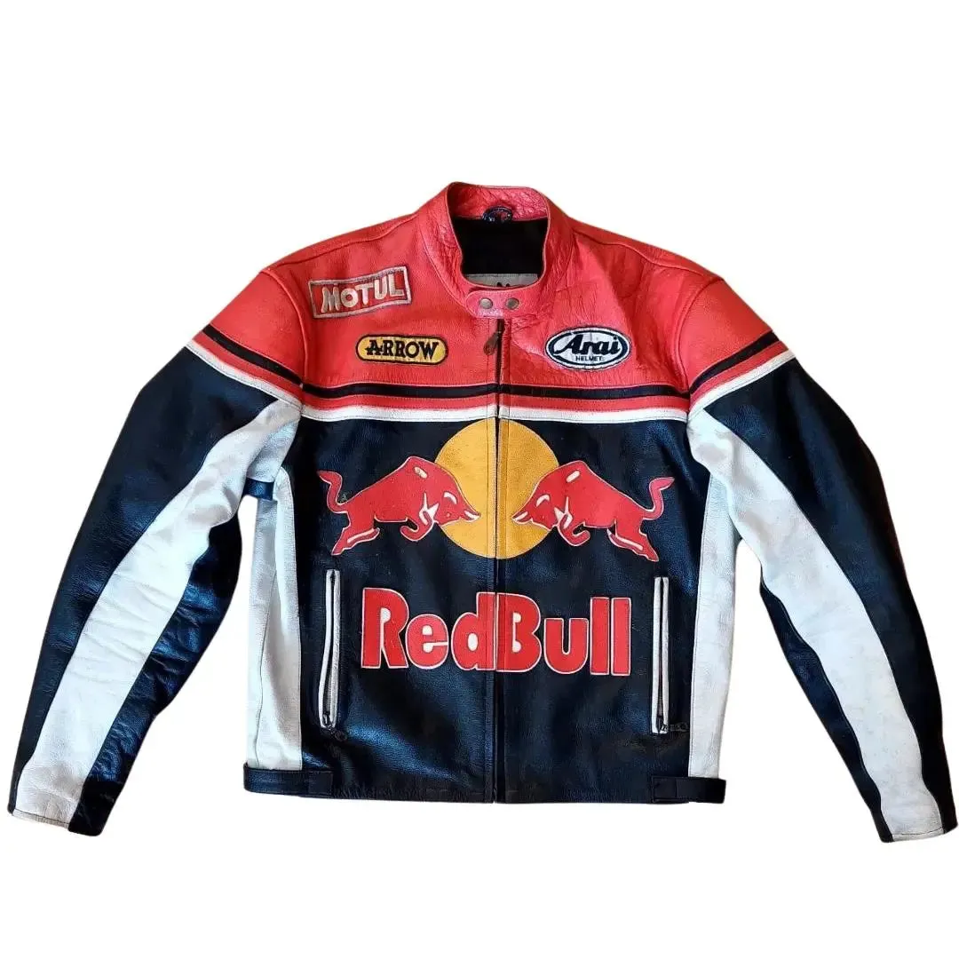 Redbull Leather Jacket - Red & Black (Yellow Logo)