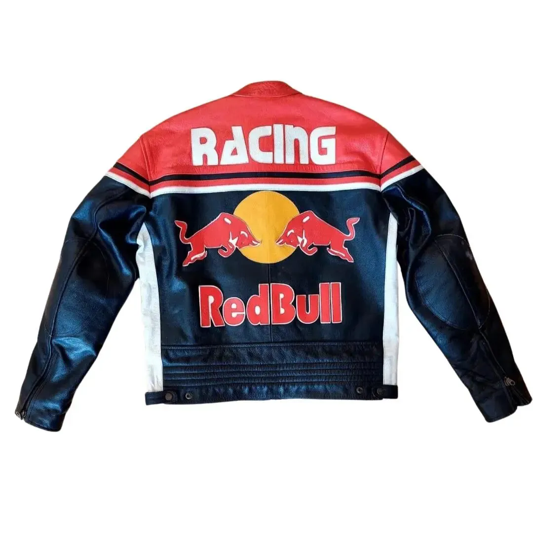 Redbull Leather Jacket - Red & Black (Yellow Logo)