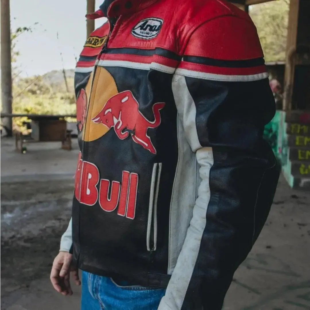 Redbull Leather Jacket - Red & Black (Yellow Logo)