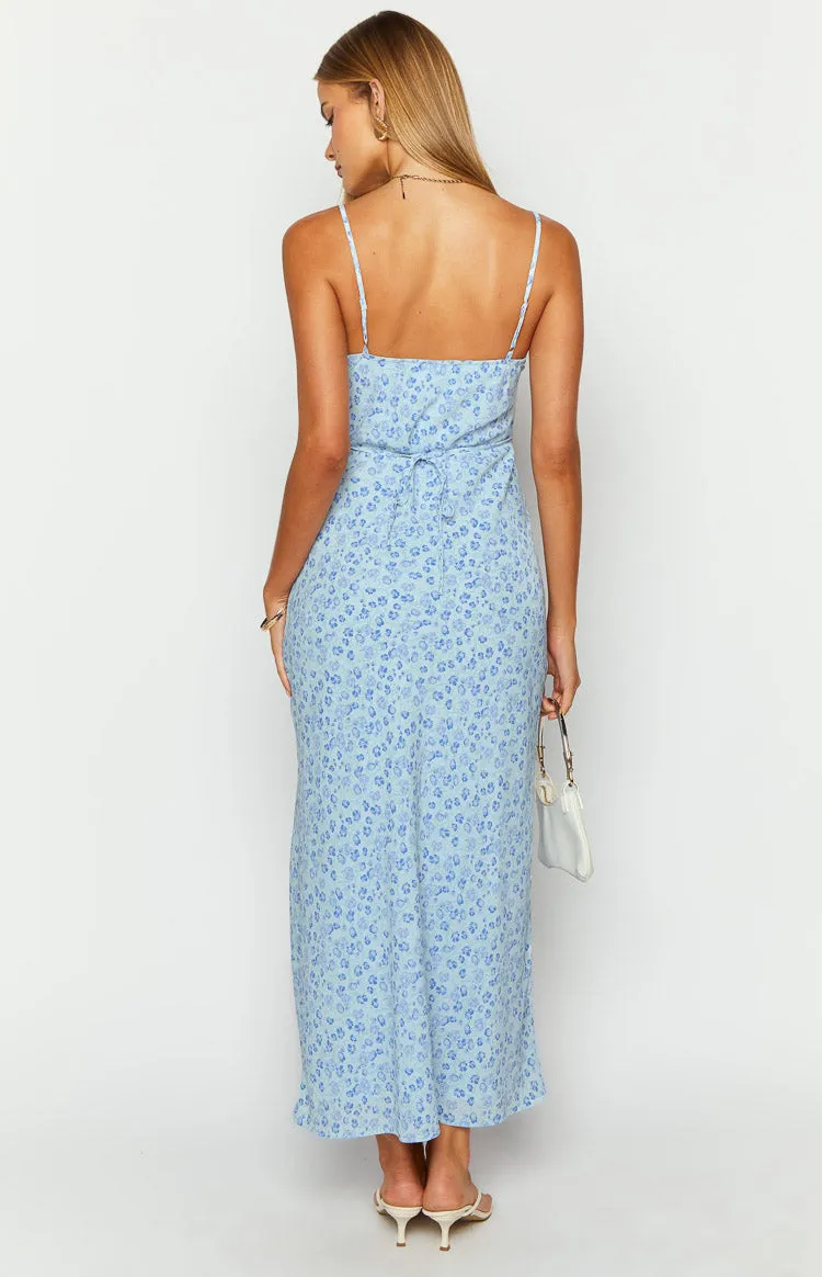 Renesmee Blue Floral Print Maxi Dress