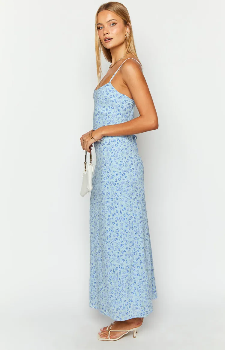 Renesmee Blue Floral Print Maxi Dress