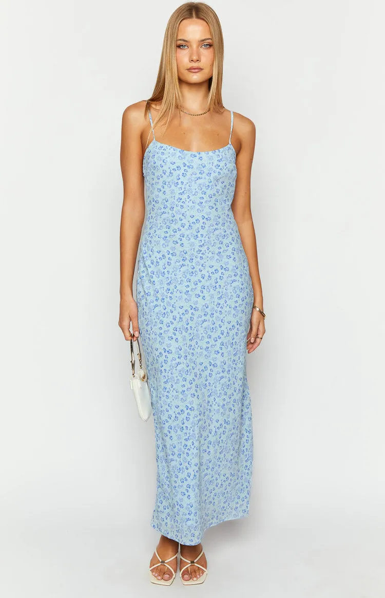 Renesmee Blue Floral Print Maxi Dress