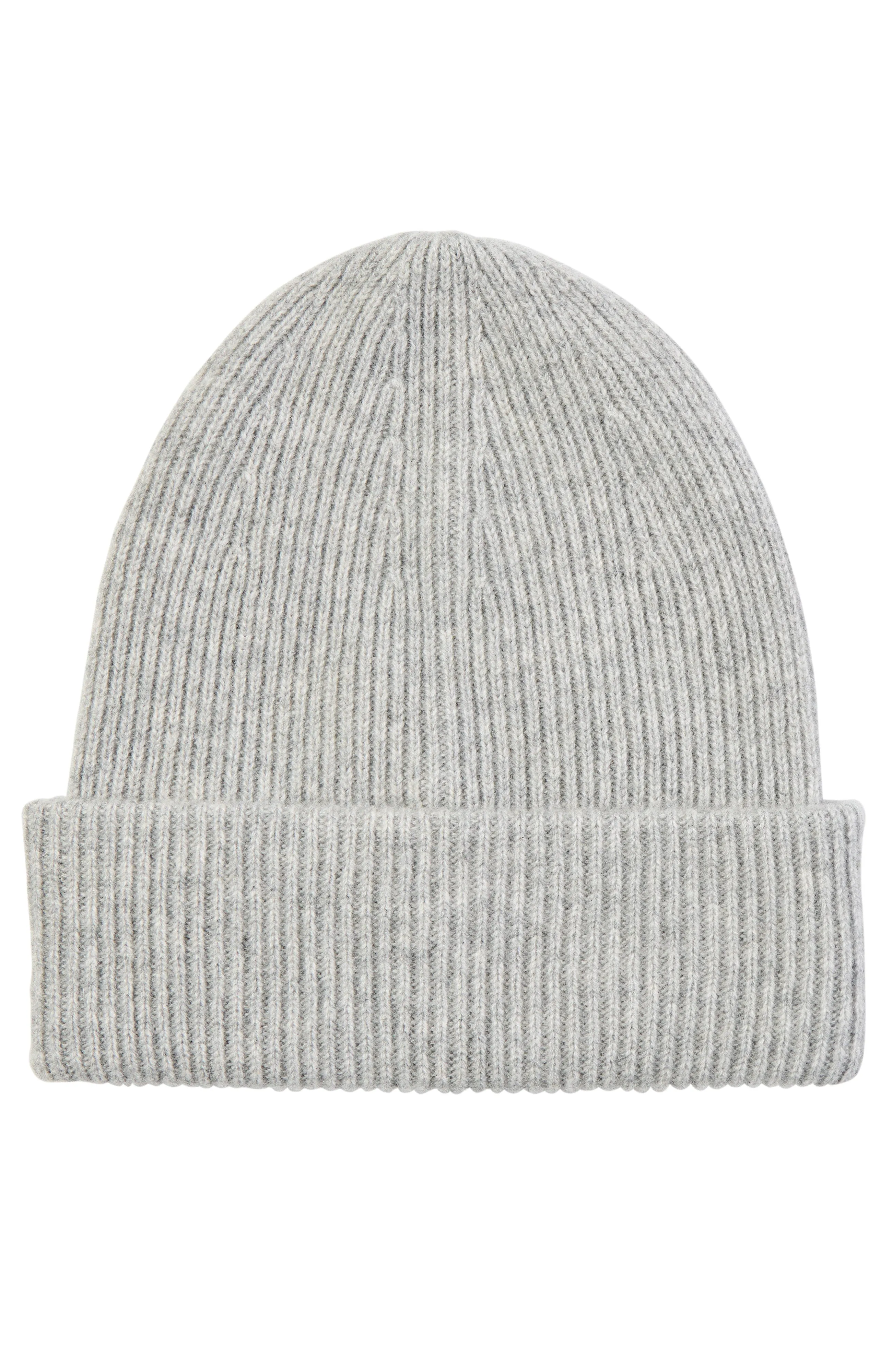 RIBBED CUFFED CASHMERE SLOUCHY HAT