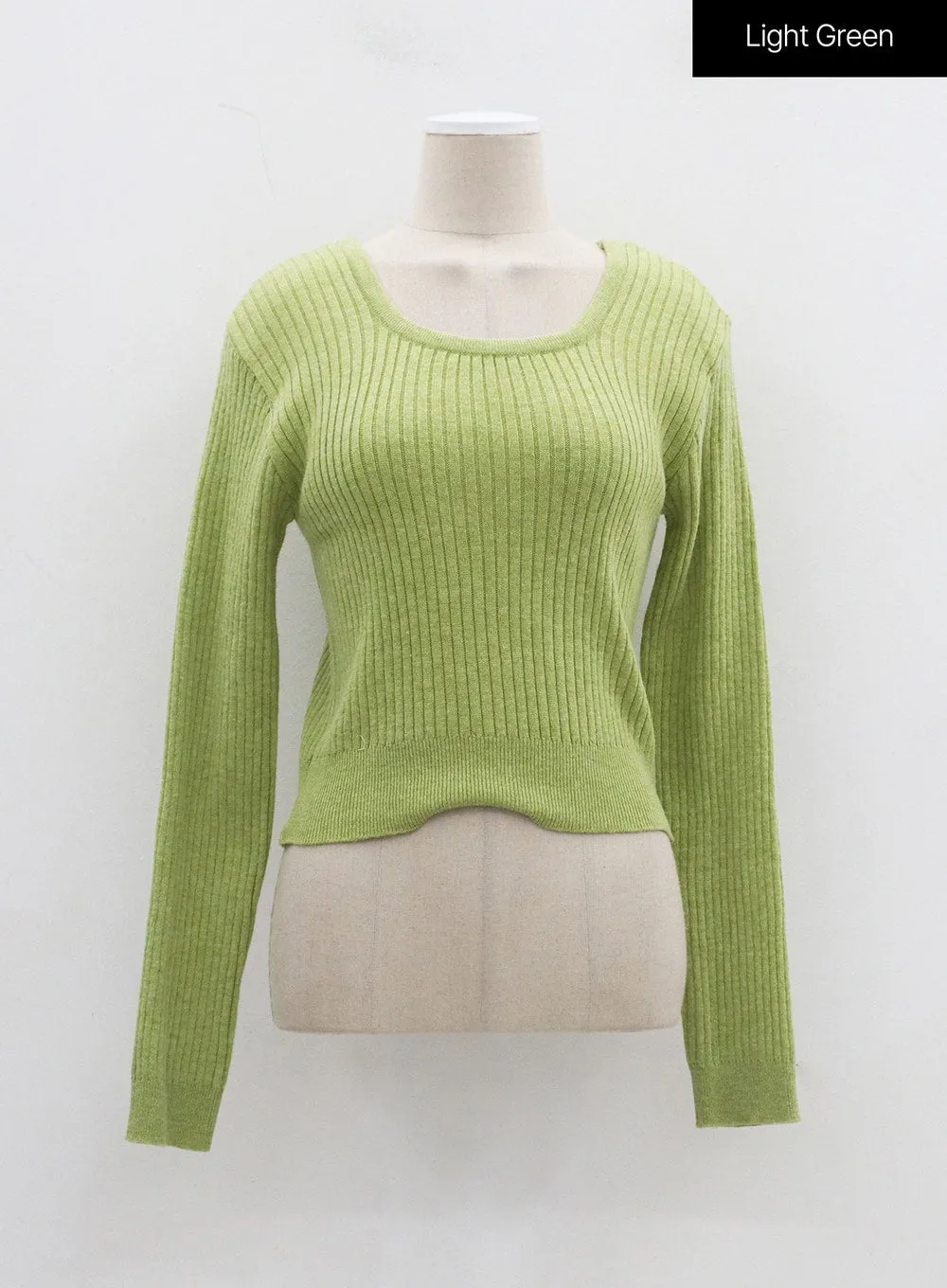 Ribbed Knit Scoop Neck Cropped Top OJ320