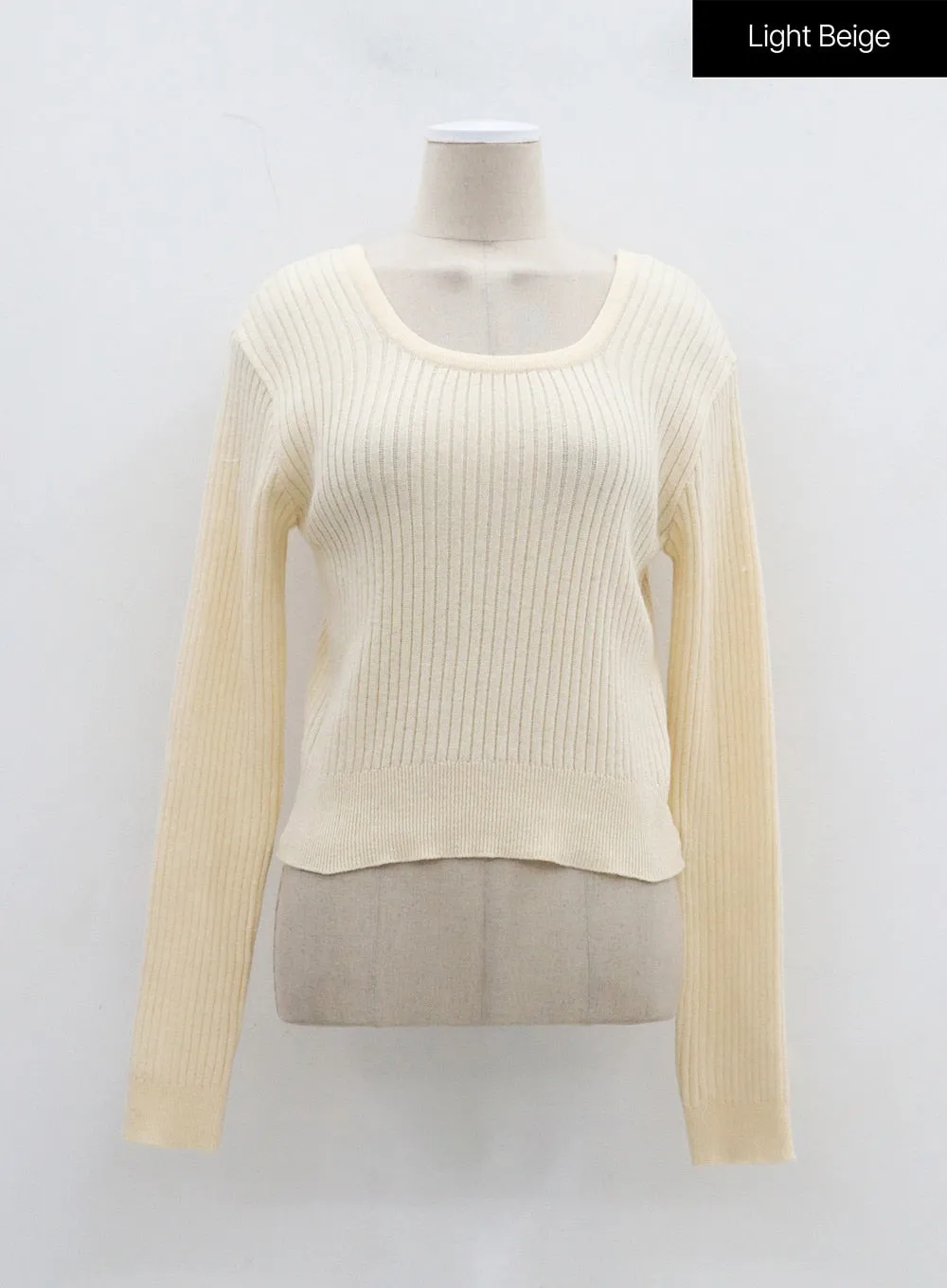 Ribbed Knit Scoop Neck Cropped Top OJ320