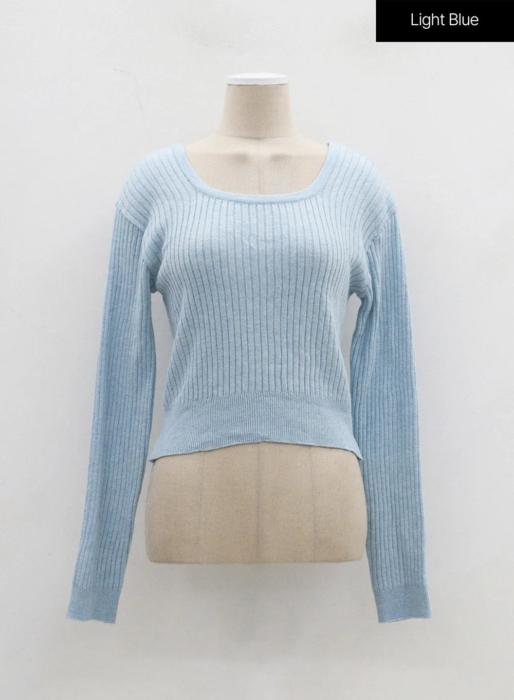 Ribbed Knit Scoop Neck Cropped Top OJ320