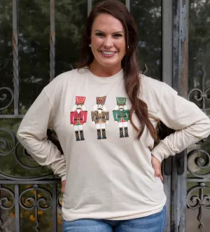 Royal Nutcracker Trio Long Sleeve T-Shirt in Oatmeal