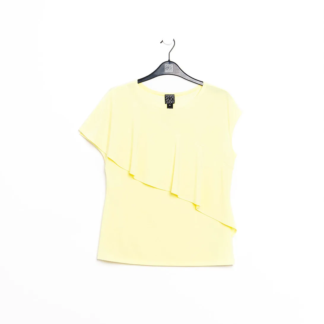 Ruffle Overlay Top - Yellow - Final Sale!