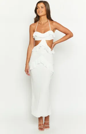 Ryder White Strapless Ruffle Maxi Dress