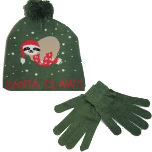 Santa Claws Sloth Hat & Gloves Set