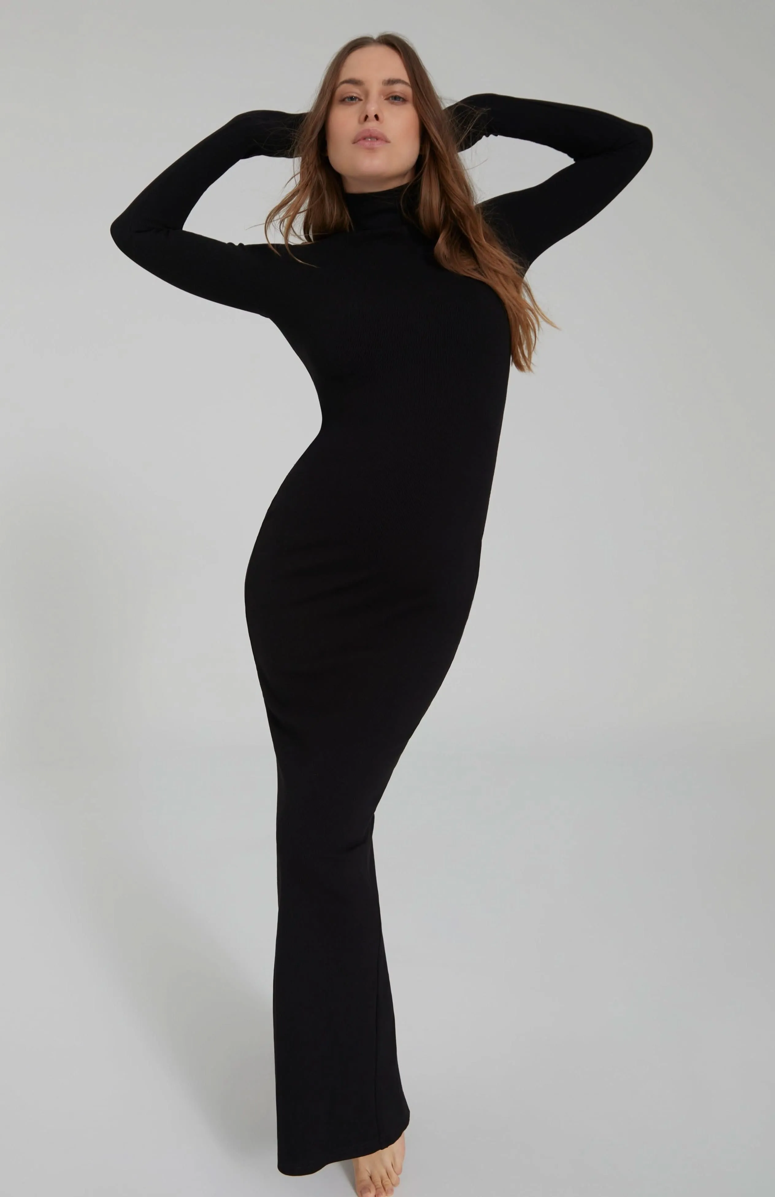 Sculpting Rib Long Sleeve Dress