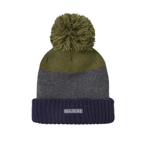 Sealskinz Flitcham Bobble Hat Navy/Grey/Olive