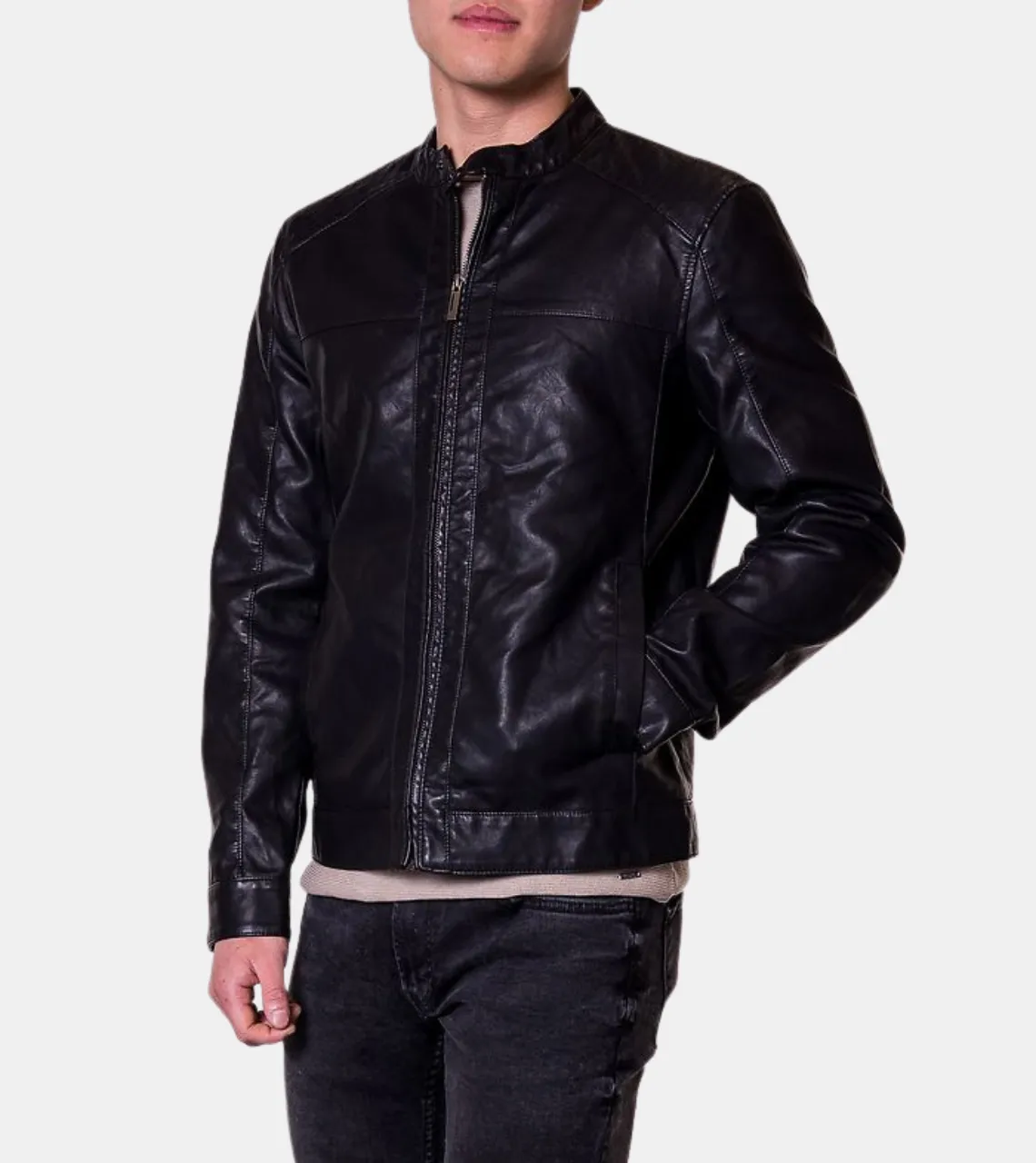 Shadow Cruiser Men's Black Biker Leather Jacket