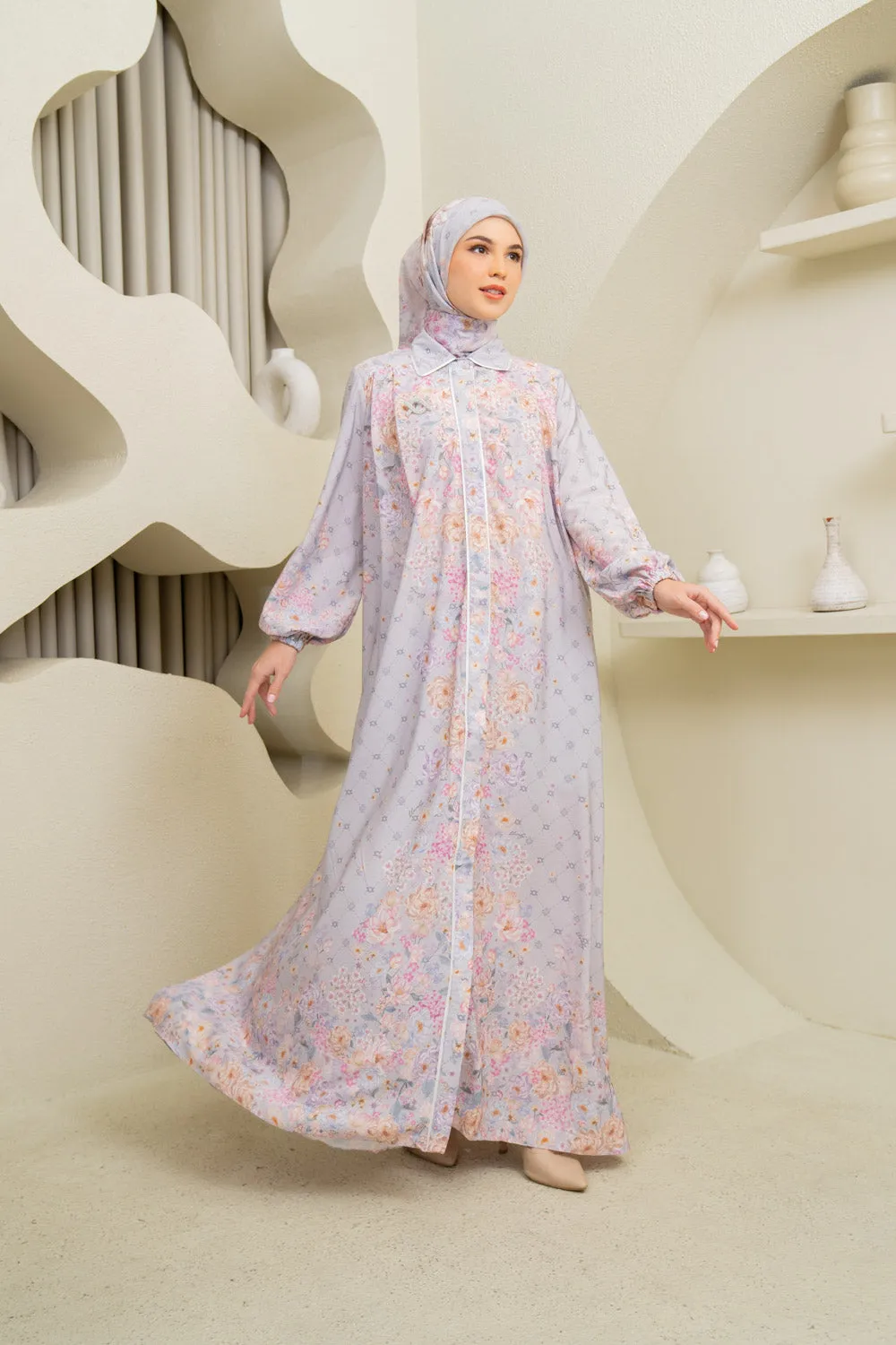 Sikka Dress & Scarf Set Misty Snow