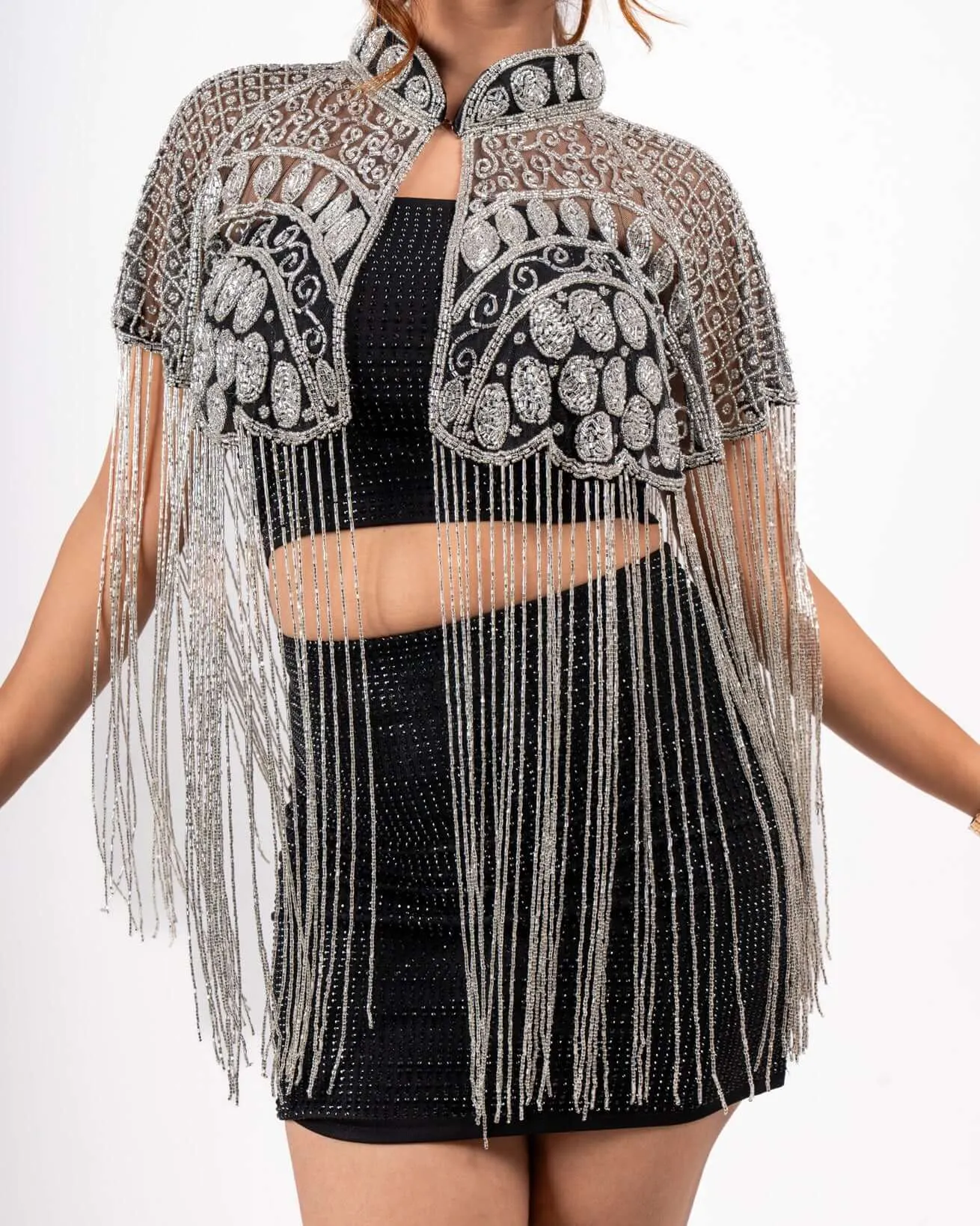 Silver & Black Beaded Shrug