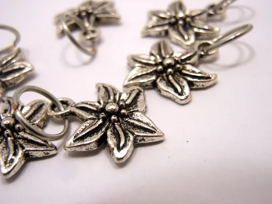 Silver Flowers: Set of 6 Stitch Markers